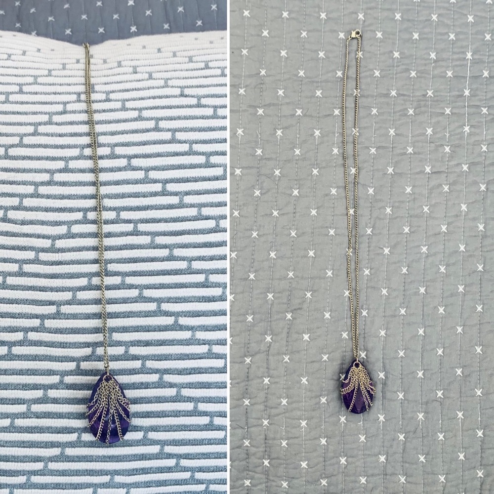 Large Purple Pendant Necklace NWOT